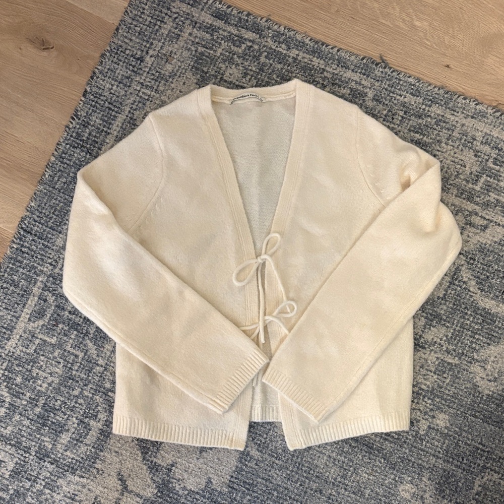 NWOT Tie Front Cream Sweater